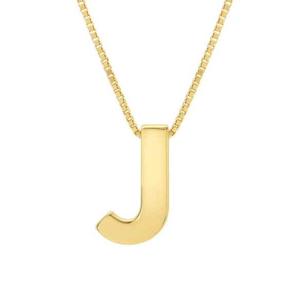 14K Yellow Gold Yours Truly Block Letter Initial J Necklace - alternate view 2
