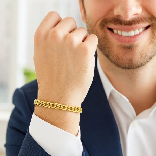 14k Yellow Gold Classic Miami Cuban Solid Bracelet (6.10 mm) - alternate view 4