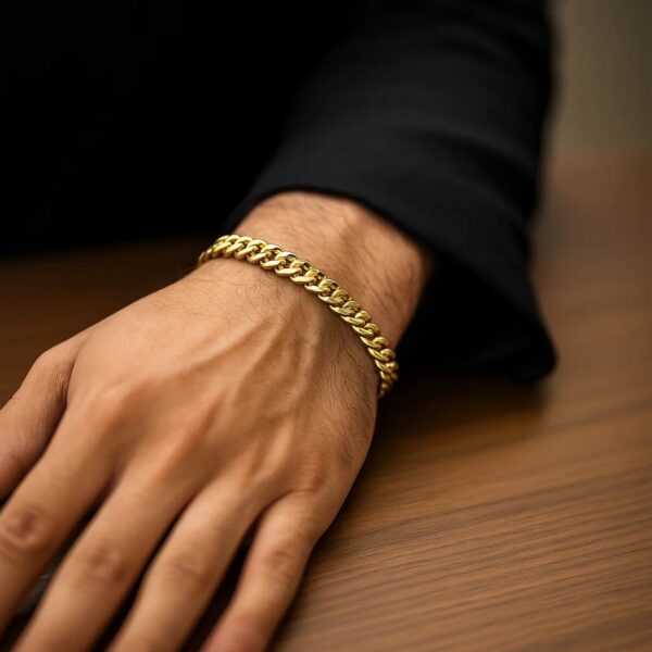 14k Yellow Gold Classic Miami Cuban Solid Bracelet (6.10 mm) - alternate view 5