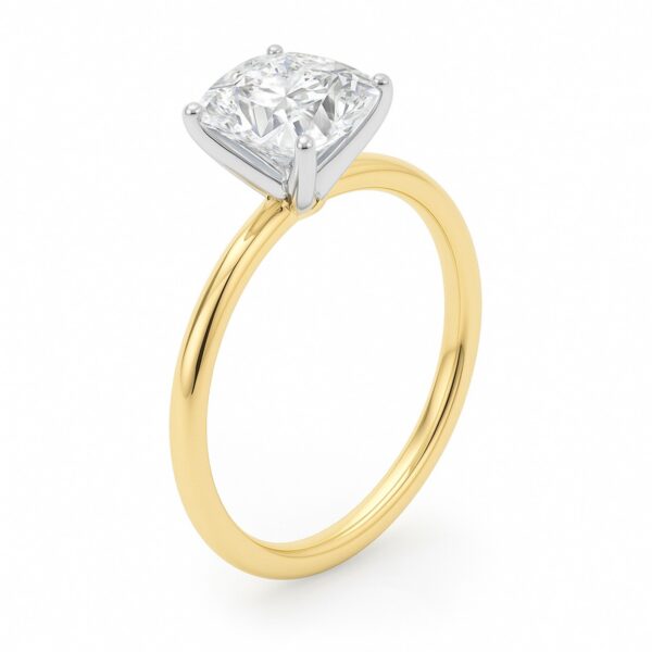 2 Carat Cushion Lab Grown IGI G/VS1 Diamond Solitaire Ring in 10K Yellow Gold - alternate view 2