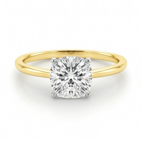 2 Carat Cushion Lab Grown IGI G/VS1 Diamond Solitaire Ring in 10K Yellow Gold - alternate view 3