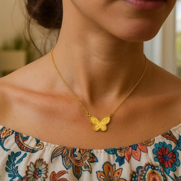 14K Yellow Gold Primavera Turquoise Butterfly Necklace - alternate view 5