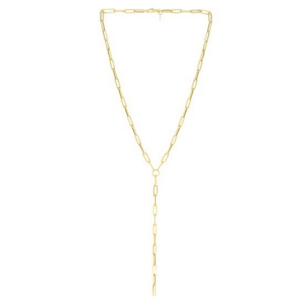 14k Yellow Gold Paperclip Chain Lariat Necklace - alternate view 2