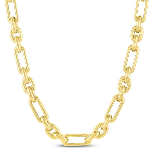 14k Yellow Gold Italian Alternating Paperclip Oval Links Chain Necklace - alternate view 5