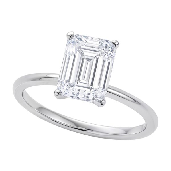 3 Carat Emerald Lab Grown IGI G/VS1 Diamond Solitaire Ring in 10K White Gold