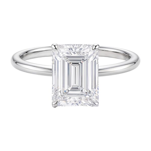 3 Carat Emerald Lab Grown IGI G/VS1 Diamond Solitaire Ring in 10K White Gold - alternate view 3