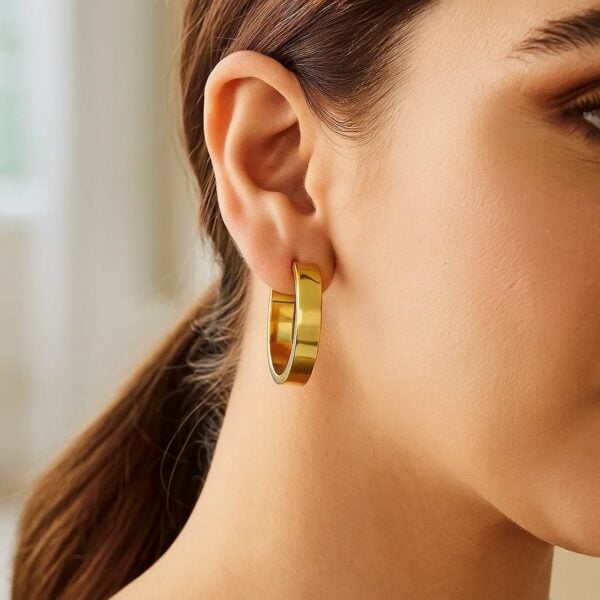 Medium Tube Shaped Hoop Earrings in 14K Yellow Gold - alternate view 4
