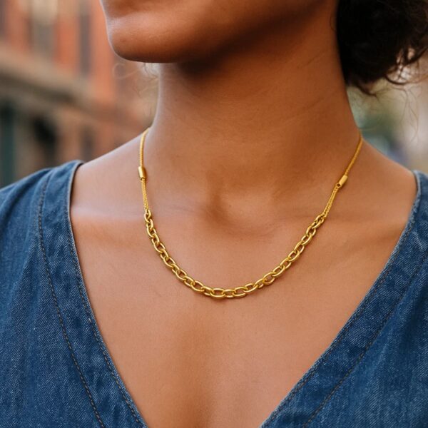 14K Yellow Gold Adjustable Rolo Link Necklace - alternate view 3