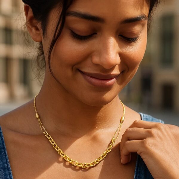 14K Yellow Gold Adjustable Rolo Link Necklace - alternate view 5