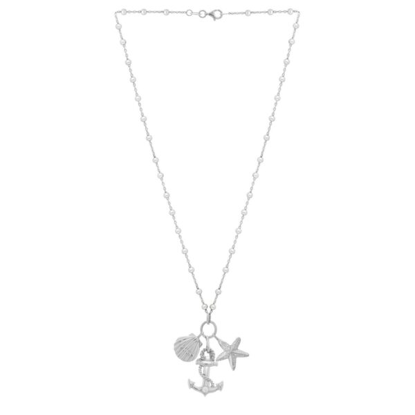 Sterling Silver Rhodium Plated Sea Life Charm Necklace - alternate view 2