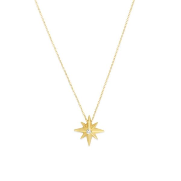 14k Yellow Gold High Polish North Star Necklace - alternate view 2