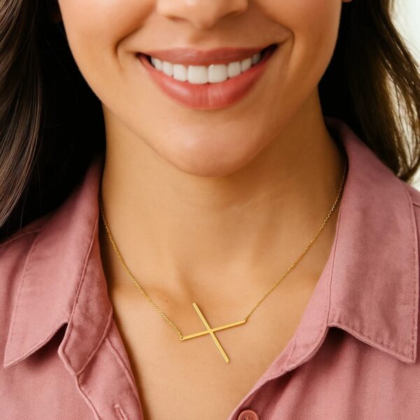 14K Yellow Gold Yours Truly Large Initial X Necklace - alternate view 3