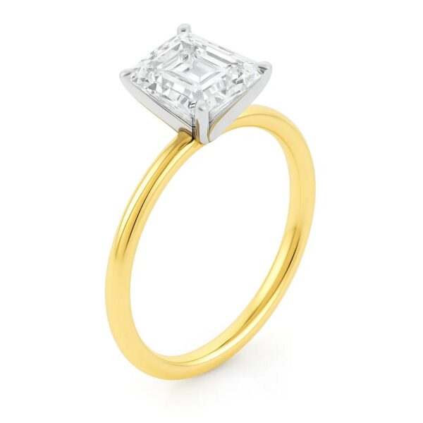 3 Carat Emerald Lab Grown IGI G/VS1 Diamond Solitaire Ring in 14K Yellow Gold - alternate view 2