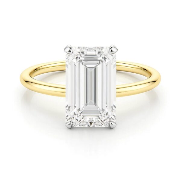 3 Carat Emerald Lab Grown IGI G/VS1 Diamond Solitaire Ring in 14K Yellow Gold - alternate view 3