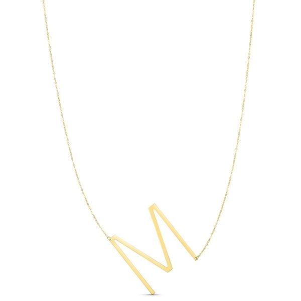 14K Yellow Gold Yours Truly Large Initial M Necklace