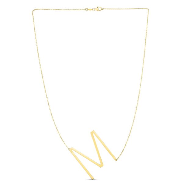 14K Yellow Gold Yours Truly Large Initial M Necklace - alternate view 2