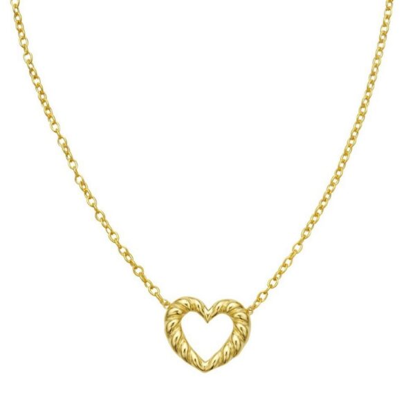 14K Yellow Gold Braided Open Heart Necklace - alternate view 3