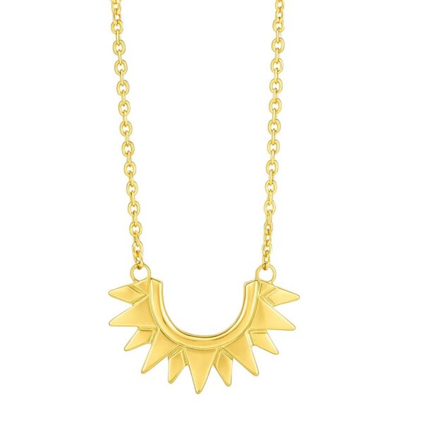 14k Yellow Gold Polished Sunburst Necklace - alternate view 2