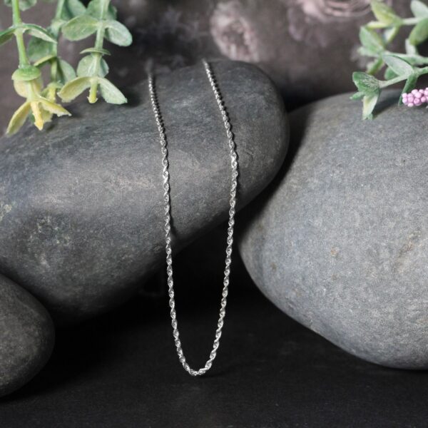 14k White Gold Solid Diamond Cut Rope Chain (1.40 mm) - alternate view 4