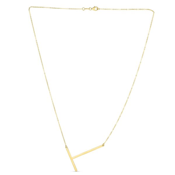 14K Yellow Gold Yours Truly Large Initial T Necklace - alternate view 2
