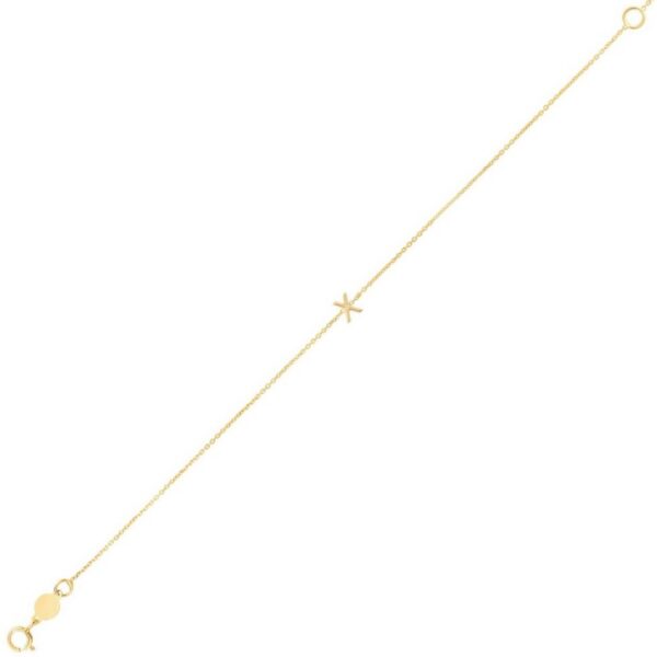 14K Yellow Gold Mini Initial X Bracelet