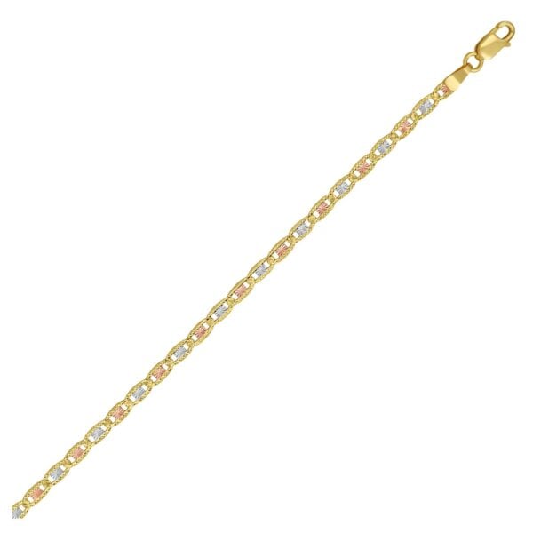 14K Tri Color Gold Pave Valentino Chain (3.00 mm) - Tri-Color Gold