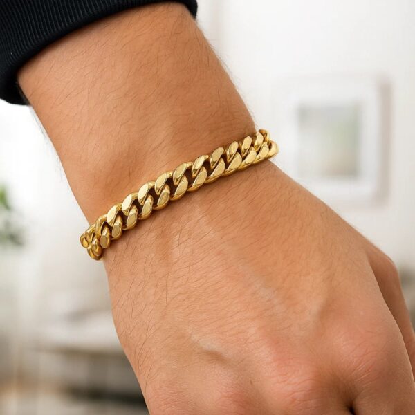 10k Yellow Gold Semi Solid Miami Cuban Bracelet (9.10 mm) - alternate view 4