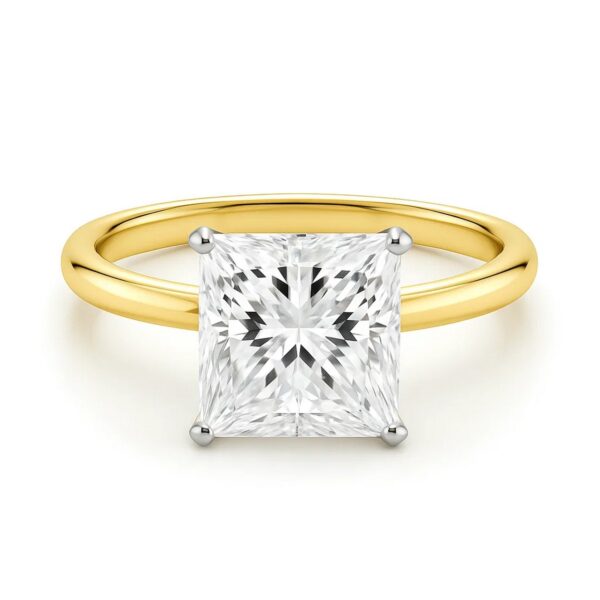 5 Carat Princess Lab Grown IGI G/VS1 Diamond Solitaire Ring in 10K Yellow Gold - alternate view 3