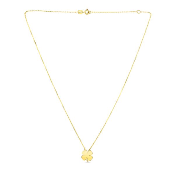 14K Yellow Gold Four Leaf Clover Necklace - alternate view 2