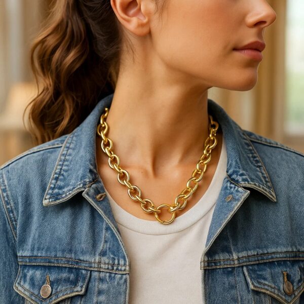 14k Yellow Gold Round Link Chain Necklace - alternate view 4