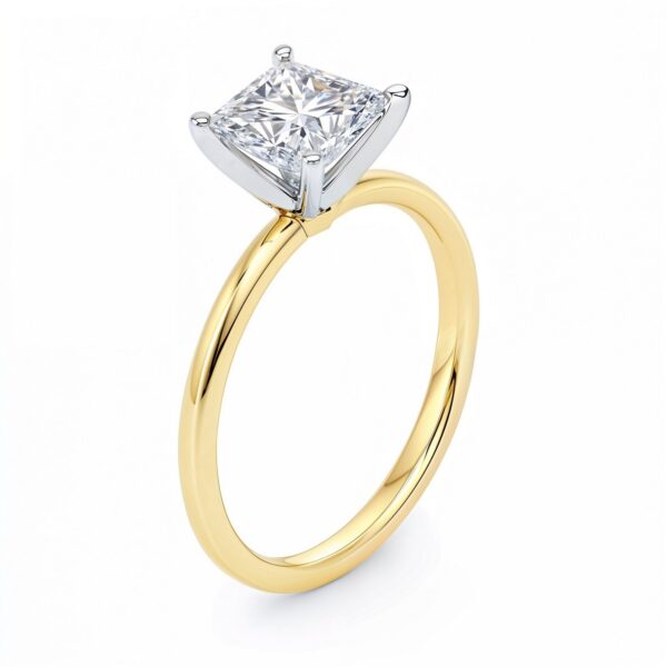 1.50Ct Princess Lab Grown IGI G/VS1 Diamond Ring in 10K Yellow Gold - alternate view 2