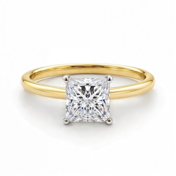 1.50Ct Princess Lab Grown IGI G/VS1 Diamond Ring in 10K Yellow Gold - alternate view 3