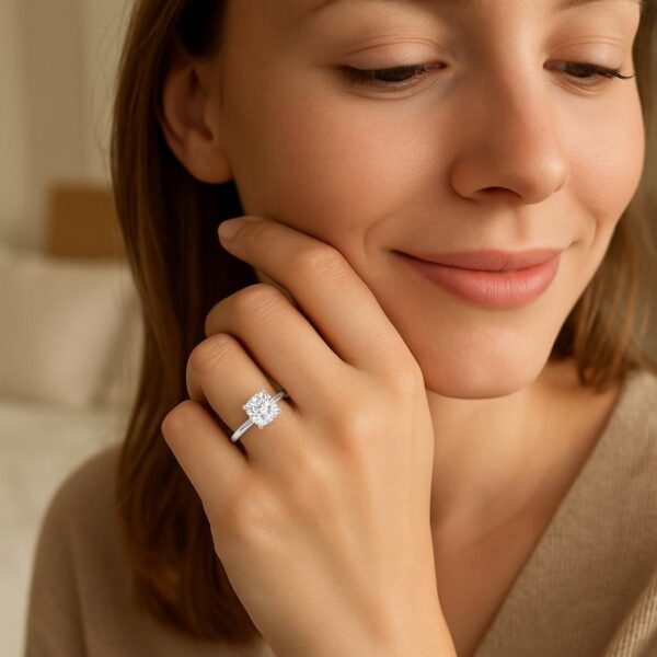 5 Carat Cushion Lab Grown IGI G/VS1 Diamond Solitaire Ring in 10K White Gold - alternate view 5