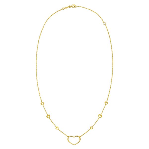 14K Yellow Gold Open Heart Station Necklace - alternate view 2