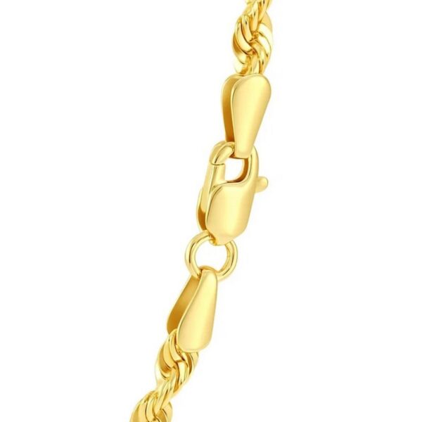 Sterling Silver Yellow Gold Plated Diamond Cut Royal Rope Chain (4.40 mm) - alternate view 4
