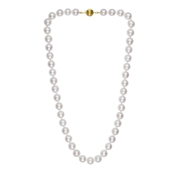 Pearl Necklace with Ball Clasp in 14K Yellow Gold - alternate view 2