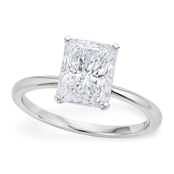 3 Carat Radiant Lab Grown IGI G/VS1 Diamond Solitaire Ring in 14K White Gold
