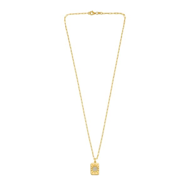 Sterling Silver Gold Plated Cubic Zirconia Starburst Locket Necklace - alternate view 2