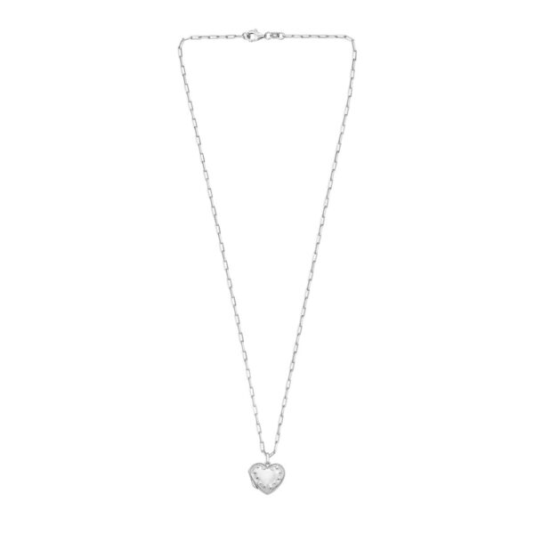 Sterling Silver Rhodium Plated Heart Locket Necklace - alternate view 2