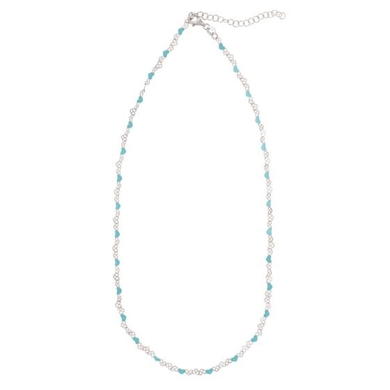Sterling Silver Rhodium Plated Blue Enamel Hearts Necklace - alternate view 2