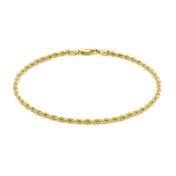 10k Yellow Gold Solid Diamond Cut Rope Bracelet (3.00 mm) - alternate view 3