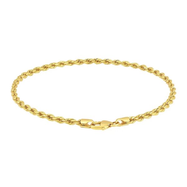 10k Yellow Gold Solid Diamond Cut Rope Bracelet (3.00 mm) - alternate view 4