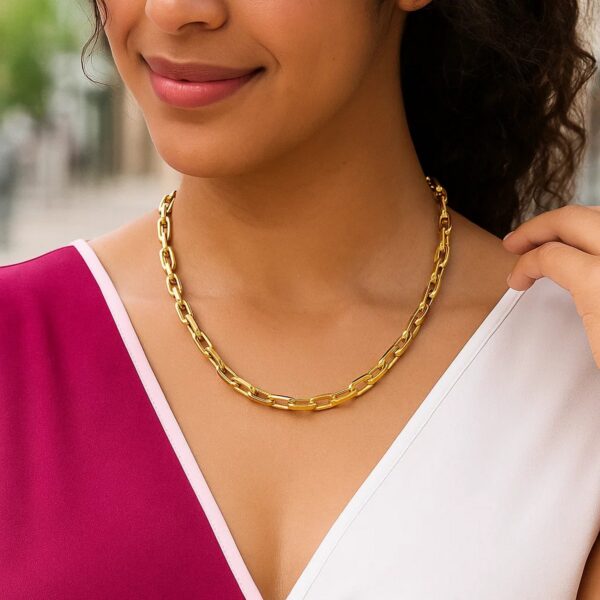 14k Yellow Gold French Cable Link Necklace (6mm) - alternate view 3