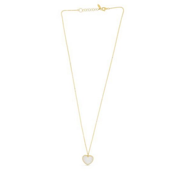 14k Yellow Gold High Polish Heart Pearl Paste Necklace - alternate view 4