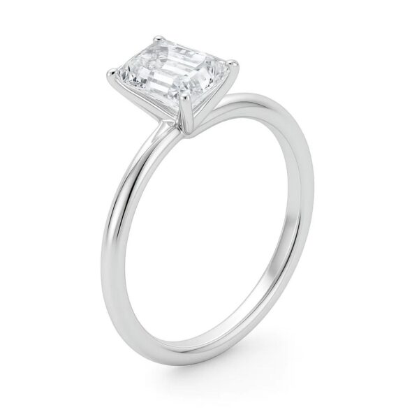 3 Carat Emerald Lab Grown IGI G/VS1 Diamond Solitaire Ring in 14K White Gold - alternate view 2
