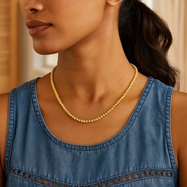 14K Yellow Gold Bead Chain Necklace (2.30 mm) - alternate view 3