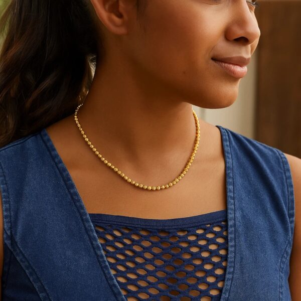 14K Yellow Gold Bead Chain Necklace (2.30 mm) - alternate view 4