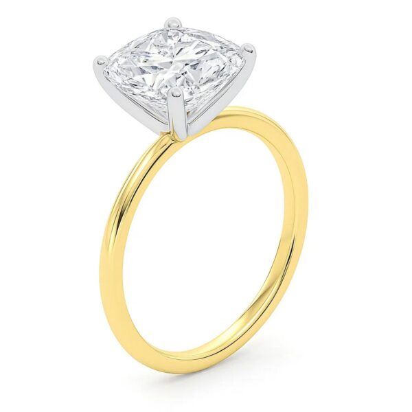 5 Carat Cushion Lab Grown IGI G/VS1 Diamond Solitaire Ring in 14K Yellow Gold - alternate view 2
