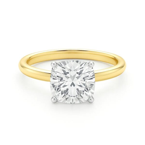 5 Carat Cushion Lab Grown IGI G/VS1 Diamond Solitaire Ring in 14K Yellow Gold - alternate view 3