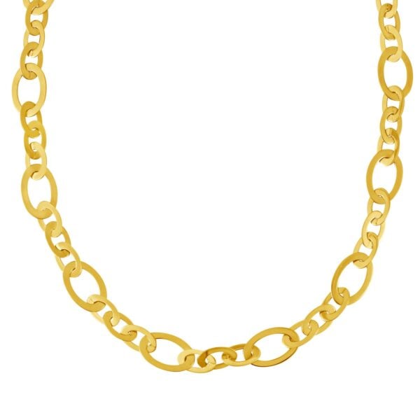 Large Flat Oval Link Necklace in 14K Yellow Gold (7.90 mm)